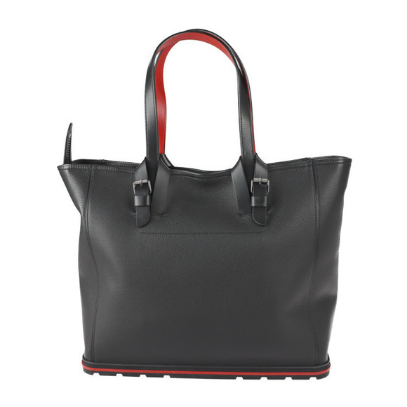 Christian Louboutin Kabiker Tote Bag Grain Calf Leather Black Red Silver - Picture 2 of 8